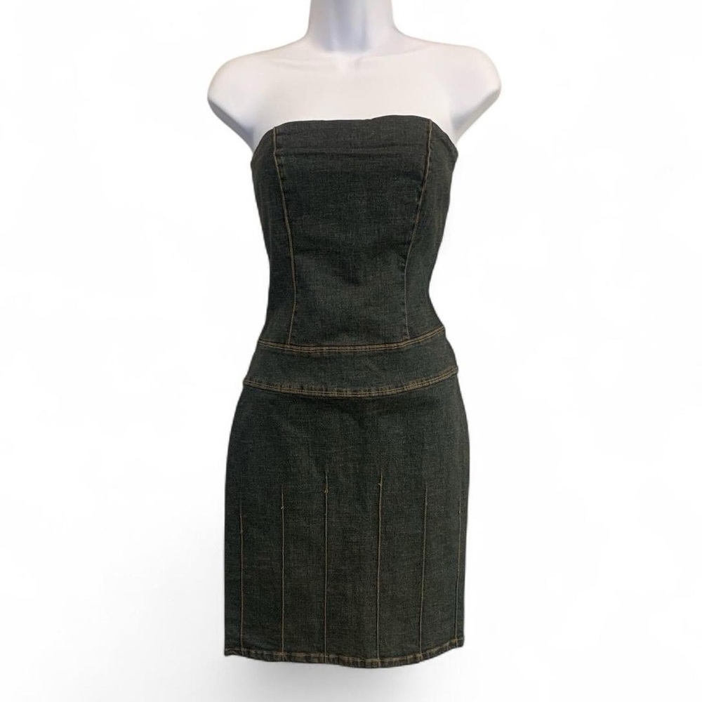 Y2K Charlotte Russe Blue Strapless Sheath Dress Night Out